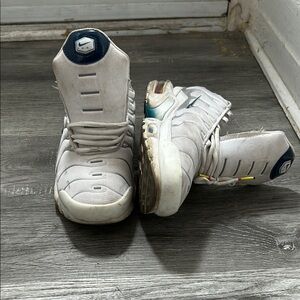 Nike White and Navy High-Top Sneakers